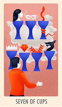 seven of cups tarot card upright